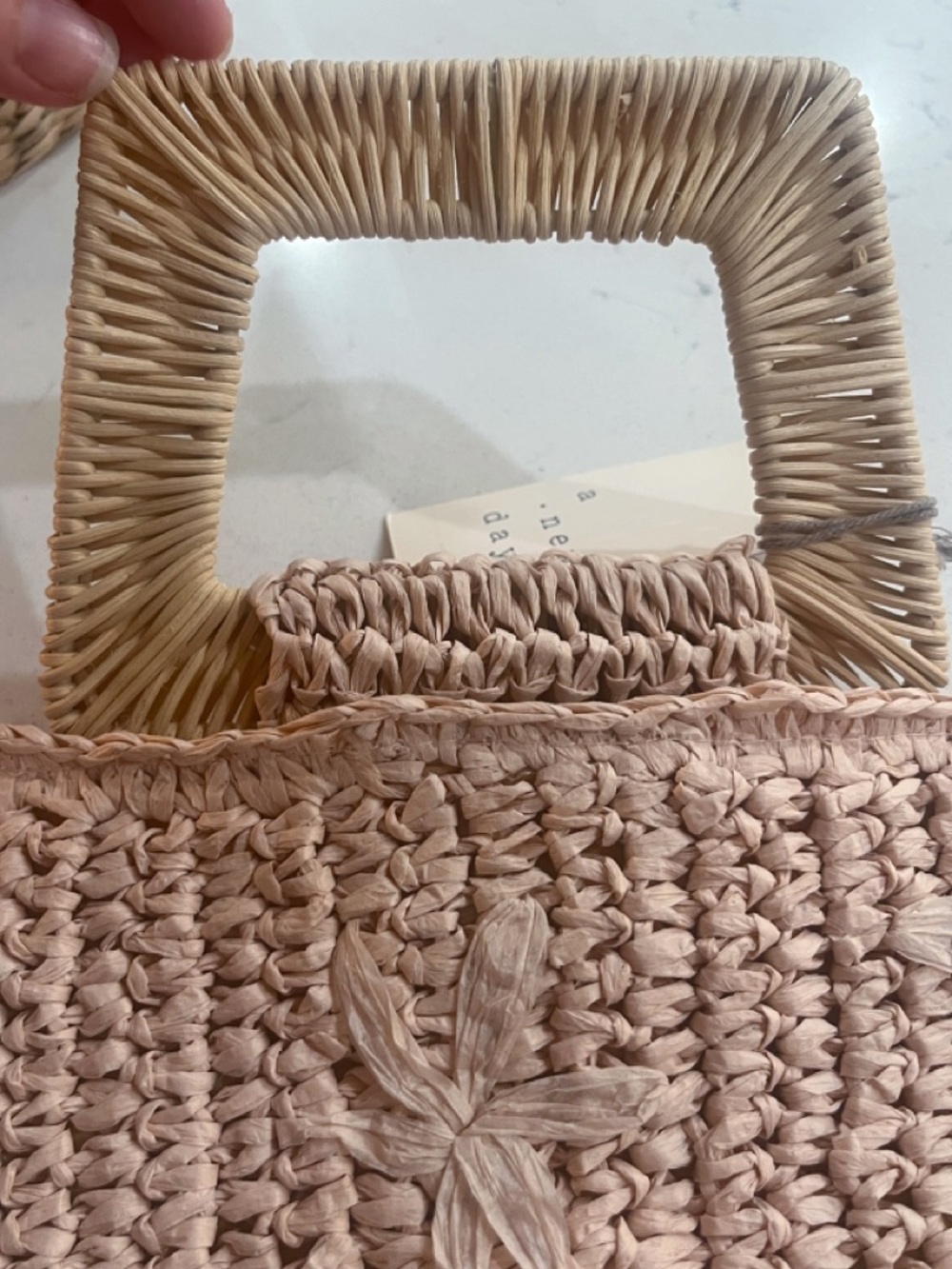 NWT Target Pink Raffia Woven Fringe Mini Bag - Picture 5 of 5